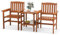 COSTWAY Conjunto Jardin Exterior de 3 Piezas, 2 Sillas y Mesa Auxiliar de 2 Niveles con Orificio para sombrilla de 4cm, Juegos de Conversación con Construcción de Madera Sólida para Exteriores