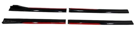 Seitenschweller 4 Stücke Für Seat Für Ibiza Für Cupra MK2-6 6J Auto Seitenschweller Verlängerung Schweller Lip Splitter Spoiler Stoßstange Winglet Diffuser(Red+Gloss Black)
