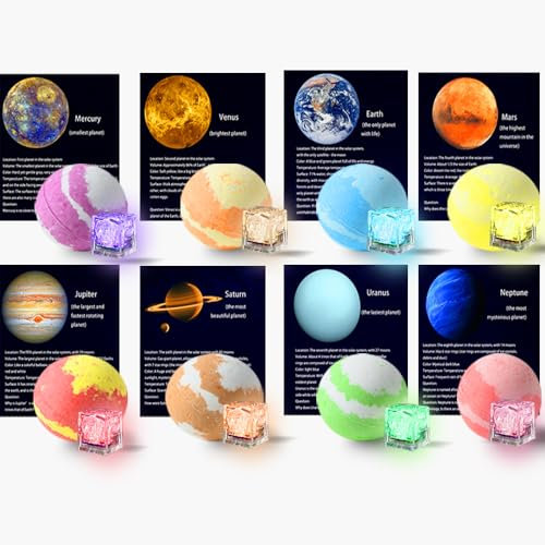 Badebomben mit Überraschungsspielzeug im Inneren, 8er-Pack Planeten-Badebomben, Luxusgeschenk Frauen, Freundinnen, Mutter, Valentinstagsgrüße, Geburtstage (Sternenhimmel-Gürtel-Lernkartenmodell)