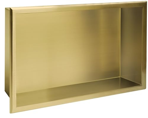 Rea Niche Étagère Salle de Bains 30x45 gold brush Niche Douche Intégré Organisateur Salle de bains Niche murale en acier inoxydable (or brossé)