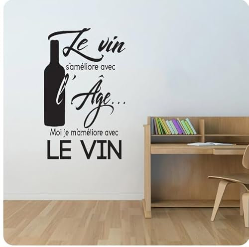 BINGQIAN Sticker Mural décoratif vin pour Cave à vin ou décoration Murale Cuisine pour créer Une Ambiance Humoristique, Sticker Mural Vinyle Amovible, 53 cm x 26 cm