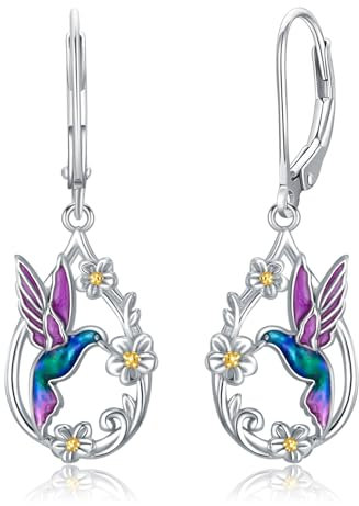PARYFO Kolibri Ohrringe 925 Sterling Silber Träne Hummin Bird Ohrstecker Kolibri Schmuck Geschenke für Damen Frauen Mädchen Mutter Kolibris Liebhaber
