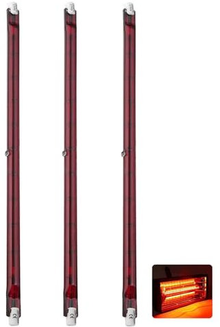 Infrarotlampe 1300W 254mm, R7S Halogenstab 1300LM, 1300W Infrarot Halogen Lampe Dimmbar, 230V Halogenstäbe Dimmbar kein Flimmern, Quarz Infrarot Heizlampe Wärmelampe Rot Halogenstablampe, 3 Stück