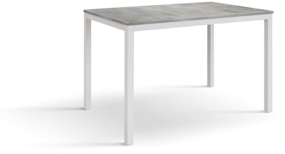 PAZZO DESIGN Tavolo fisso Augusto, Grigio Cemento, Gambe Bianche, Cucina, Soggiorno, Scrivania, Made in Italy, 110x68x75 cm - id_2103