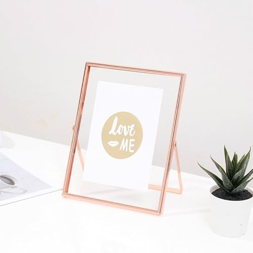 Modern Picture Frames, Rose Gold Poster Frame Display Pictures 5X7 Vertical Tabletop Metal Na Rectangle Upgrade 2.0 for Home Décor