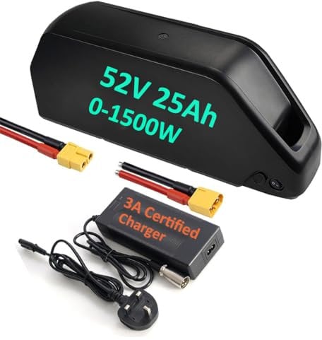 52V 25Ah Electric Bicycle Battery for 750W 500W 1000W 1500W Mountain Bike - Durable Lithium Ebike battery for Rear wheel Electric Bikes Conversion Kit (52V 25Ah 0-1500W/GradeA Cell/Shark Battery)
