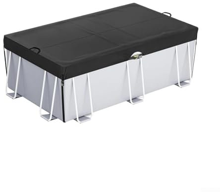 Telone rettangolare per piscina, in tessuto Oxford 210D, con coulisse, per piscine fuori terra, ritenzione del calore, protezione dall'acqua, colore nero (3 x 2,1 m)