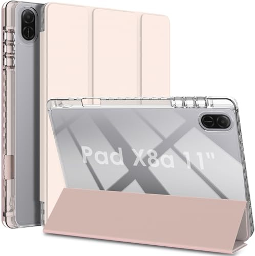 WD&CD Custodia Compatibile per Honor Pad X8a 11, Ultra Sottile Guscio Rigido in Acrilico Smart Pelle Cover con la Funzione Compatibile per Honor Pad X8a 11 Tablet, Rosa