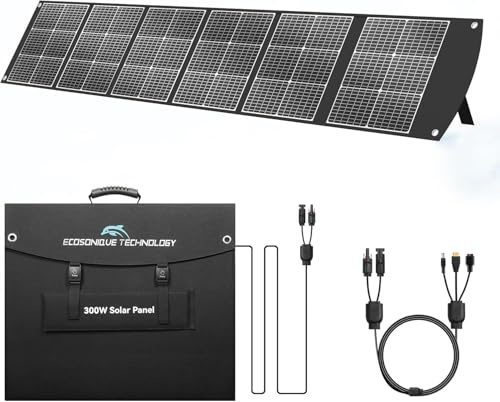 Ecosonique Panel Solar 300W Alimentación MC4 de 40 V Y Múltiples Salidas | Plegable Para La Mayoría De Las Plantas De Energía, Fuente De Para Camping y caravanas