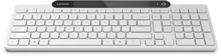 Lenovo 800 Teclado Bluetooth con Autocarga, se Recarga con la luz Ambiental, conexión para hasta 3 Dispositivos, Teclas silenciosas y diseño ecológico de plástico Reciclado – Blanca