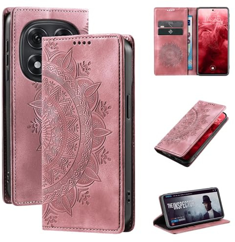 LBH Handyhülle für Xiaomi Redmi Note 15 Pro Mandala Klapphülle RFID Schutz Kartenfächer Geldfach Design Cover Case Flipcase Rosa