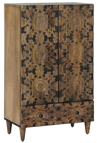 vidaXL Hochschrank mit Regal Braun 60 x 33,5 x 100 cm Massivholz Mango
