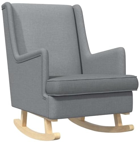 vidaXL Schaukelstuhl Hellgrau 62 x 80 x 85 cm Stoff, Polster-Schaukelstuhl, stylische Sitzgelegenheit mit Holzläufern, modernes Design für Wohnzimmer und Schlafzimmer