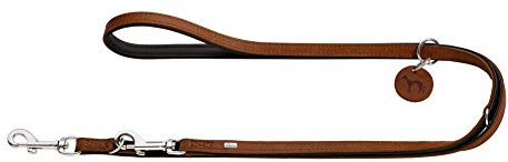 HUNTER Comfort Verstellbare Hundeführleine, Leder, schlicht, strapazierfähig, geschmeidig, 1.5 x 200 cm, Cognac