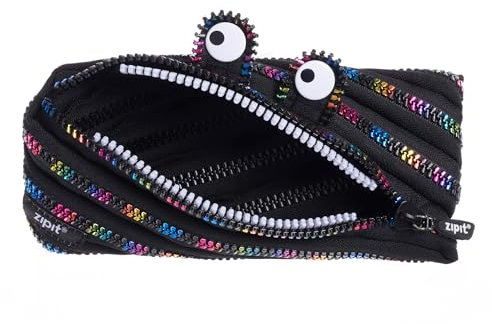 ZIPIT Monster Federmäppchen für Kinder / Großes Mäppchen für die Schule / Monster Etui für Jungen und Mädchen / Federmappe Regenbogen