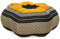 livasia Meditationskissen Stern groß - Ø 40x20cm - Yogakissen mit Kapok, Pouf, Bodenkissen sternförmig Yoga Zen Meditation, Zafukissen Garten Balkon, Sitzkissen handgefertigt (Schwarz/Orange)