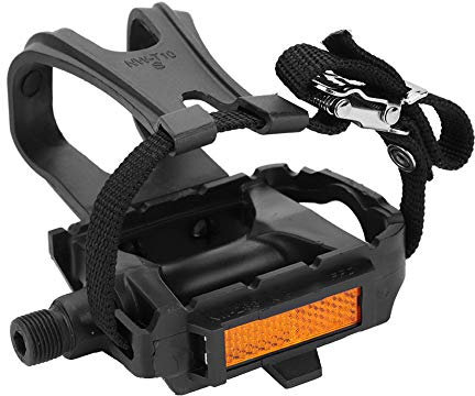 1 Paire de Pédales de Vélo, Pédales de Cyclisme en Nylon avec Bloc de Retenue Intégré à La Courroie de La Cage pour Vélo de Route en Montagne