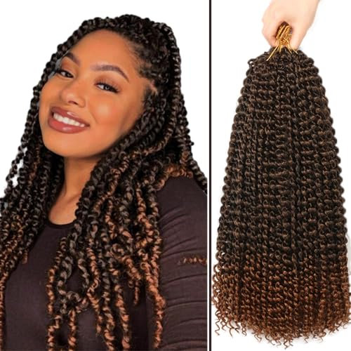 Passion Twist Hair 7 Packs/Lot 46cm Water Wave Crochet for Passion Twists Long Bohemian Hair Braiding ShowJarlly Hair Braids Synthetic Hair Extensions (T1B#30)