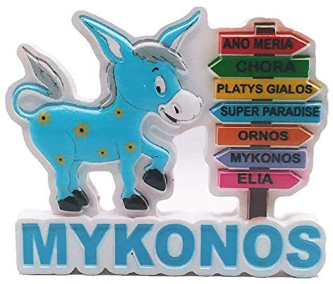 Segnale stradale Stile Mykonos Grecia Mar Egeo 3D Frigorifero Magnete Souvenir Regalo Casa e cucina Decorazione Adesivo Magnetico Frigorifero Collezione Magnetica