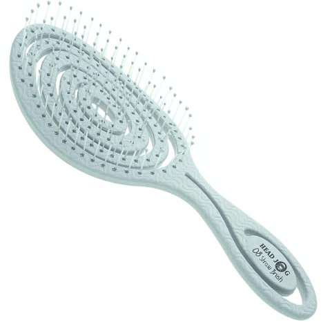 Head Jog 08 Straw Hairbrush, Flexible Soft Pin Bristles, Detangling Wet/Dry Hair, Head Massaging Pro (Mint)