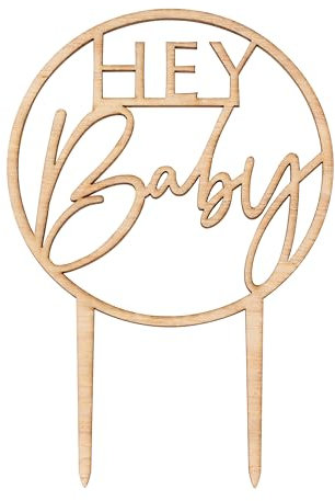 Ginger Ray Botanical Shower Wooden Tortenaufsatz Hey Baby, Holz