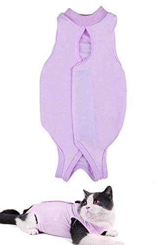 AEITPET Recovery Suit Katze, Haustiere Schutz Kleidung Wiederherstellung Anzug Weste, Verhindern Lecken Nach der Operation Tragen Weaning und Warmhalte Recovery Tuch Anzug für Katzen Hunde (M, lila)