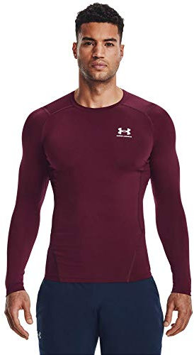 Under Armour Men's Armour HeatGear Compression Long-Sleeve T-Shirt, Maroon (609)/White, X-Large