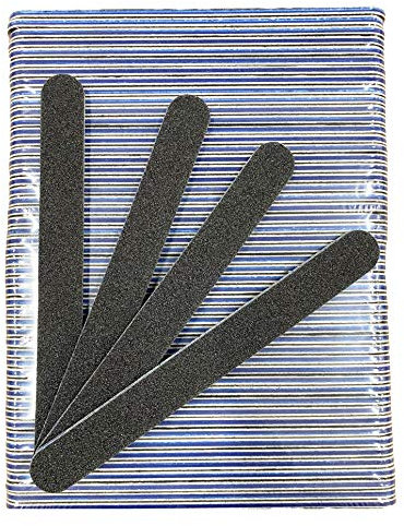 PrettyClaw - 50 lime per unghie, grana 80/80, colore nero, con centro blu su entrambi i lati, per unghie in acrilico