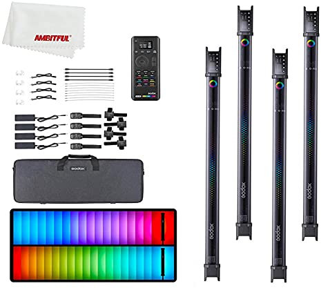Godox TL60 Pavo Tube Light RGB Farbfotografie Licht Handheld Light Stick mit APP Fernbedienung für Fotos Video Movie Vlog (Vier Lichter Kit)