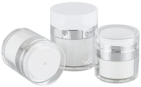 Lurrose Collection 3pcs Airless Cream Jars Refillable Makeup Cream Bottles Vacuum Foundation Bottle Double- layer Sample Jars Cosmetics Air Pump Bottles for Travel Home Powder Makeup