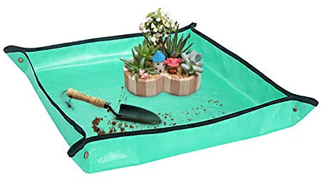 Nwvuop Pflanzmatte Umtopfmatte Wasserdicht Pflanzunterlage Gartenmatte Garten-Arbeitsmatte 100×100cm Grün