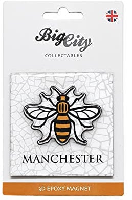 Big City 3D Epoxy Fridge Magnet Manchester Bee Liverpool Birmingham Newcastle Skyline Liver Bird (Manchester Bee 3D Epoxy)