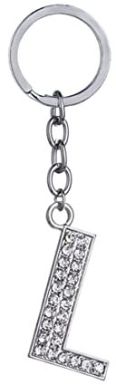 Anawakia Schlüsselanhänger Alphabet 26 englische Buchstaben Glitzersteine Strasssteine Anhänger mit Initialen A B C D E F G H I J K L M N O P R S T U V W X Y Z (L)