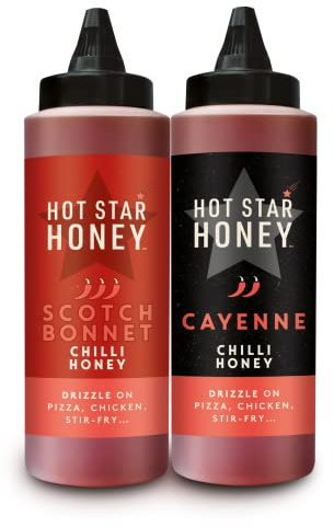Hot Star Honey Mixed Chilli Sauce - Sweet Hot Honey Sauce - 2 x 340g | 100% Natural, No Additives – Perfect for Chicken, Pizza, Pasta, Steak & Noodles – Made in UK