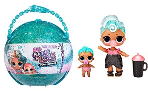 L.O.L. Surprise! Glitter Colour Change Pearl Surprise Puppe mit 6 Überraschungen - 1 Sammelpuppe & 1 Lil Sister Püppchen, Outfits, Accessoires & Sprudel-Muschel - Ab 4 Jahren
