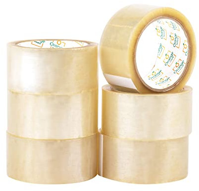 Orange Packaging Lot de 6 rouleaux de ruban adhésif d'emballage solide 48 mm x 66 m pour colis, déménagement et emballage général, technologie italienne fondue, d'emballage transparent très résistant