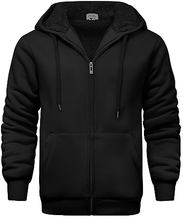 SwissWell Hoodies Herren Gefütterte Sweatjacke mit Kapuze Winter Jacke Reißverschluss Warmer Fleece Kapuzenjacke für Arbeit Wandern