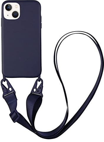 CQUUKOI for iPhone 6 Plus/7 Plus/8 Plus,Crossbody Phone Case with Lanyard Cute Soft Silicone Case with Adjustable Shoulder Strap Shockproof Protector for Women Girls Nevy Blue