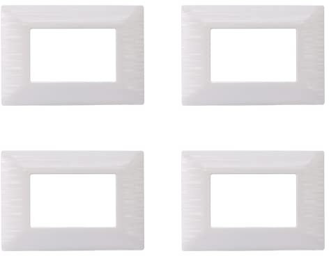 4 Pezzi Placche Compatibile Con Bticino Matix, Placche in Plastica Effetto Satinato (3 Posti/Moduli,Bianco Satinato)