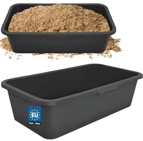 KOTARBAU® Secchio per malta, secchio per malta rettangolare, nero, 45 l