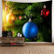 EHOMERY Weihnachten Wandbehang Dekorationen Wanddekoration Dachschräge Christbaumkugel Wandbehang Balkon Wand Teppiche Kuche Grün Blau Weihnachtsdekoration 300X260Cm