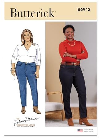 Butterick B6912W2 Women's Jeans by Palmer/Pletsch W2 (20W-22W-24W-26W-28W)