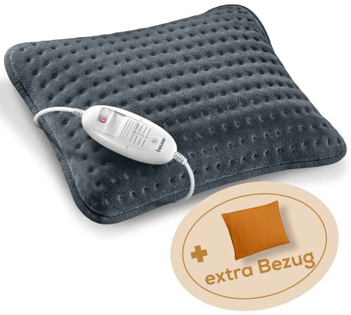 Beurer HK 48 Cosy Sofa-Heizkissen mit Schnellheizung, 3 beleuchtete Temperaturstufen und Abschaltautomatik, extra weiches Wendekissen, mit zusätzlichem Filz-Bezug, Orange