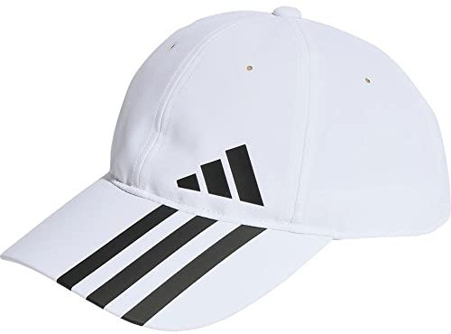 adidas Unisex 3-Stripes AEROREADY Baseball Cap, White / Black / Black, L