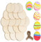 COLOFALLA 24 Stück 8x6cm Holz Ostereier zum Basteln Ostereier zum Bemalen Osterdeko mit Loch zum Aufhängen DIY Anhänger für Kinder Ostern Party Dekoration (8cm)