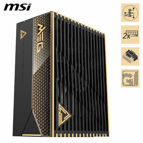 MSI Meg Ai1600T PCIE5 - Fuente de alimentación, 1600W, 80 Plus Titanium, ATX 3.1, PCIe 5.1 GPU Support, Dual-Native 12V-2x6, Cables con Conectores Dual-Color 12V-2x6, ATX PSU, Cable Trenzado