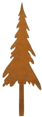 RiloStore 6 STK Tanne rost Dekostecker Metalltanne Tannenbaum Stecker 10x5cm Blumendeko ps243 Rostdeko Braun Rostbaum Tannenbäume Herbstdeko Weihnachtsdeko