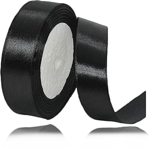 Geschenkband Schwarz 20mm Breit, 23 Meters Satinband Schwarz Geschenkbänder Stoff Schleifenband Dekoband zum Geschenkverpackung, Bastelarbeiten, Geburtstag und Hochzeitsdekoration