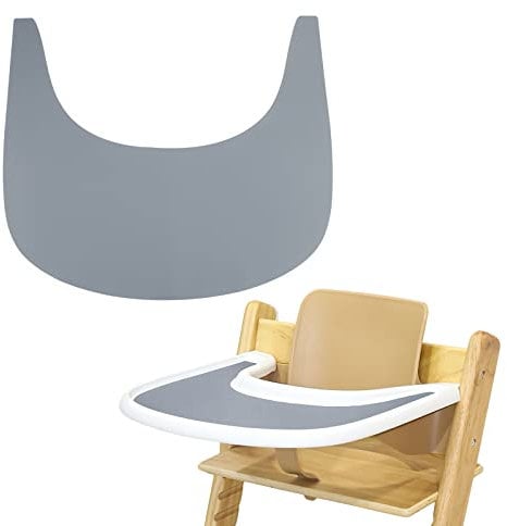 LLHQAMT Hochstuhl Tischset, strapazierfähiges Hochstuhl Platzset Silikon, sauber und hygienisch, für Tripp Trapp Hochstuhl Zubehör, geeignet für Tripp Trapp Hochstuhl Tablett (Grau)