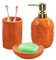 Badezimmer Set, 3 Teile Badezimmer Organizer - Zahnbürstenhalter, Seifenspender, Seifenschale, Keramik Badezimmer Zubehör, lebendige Orange Bad Deko